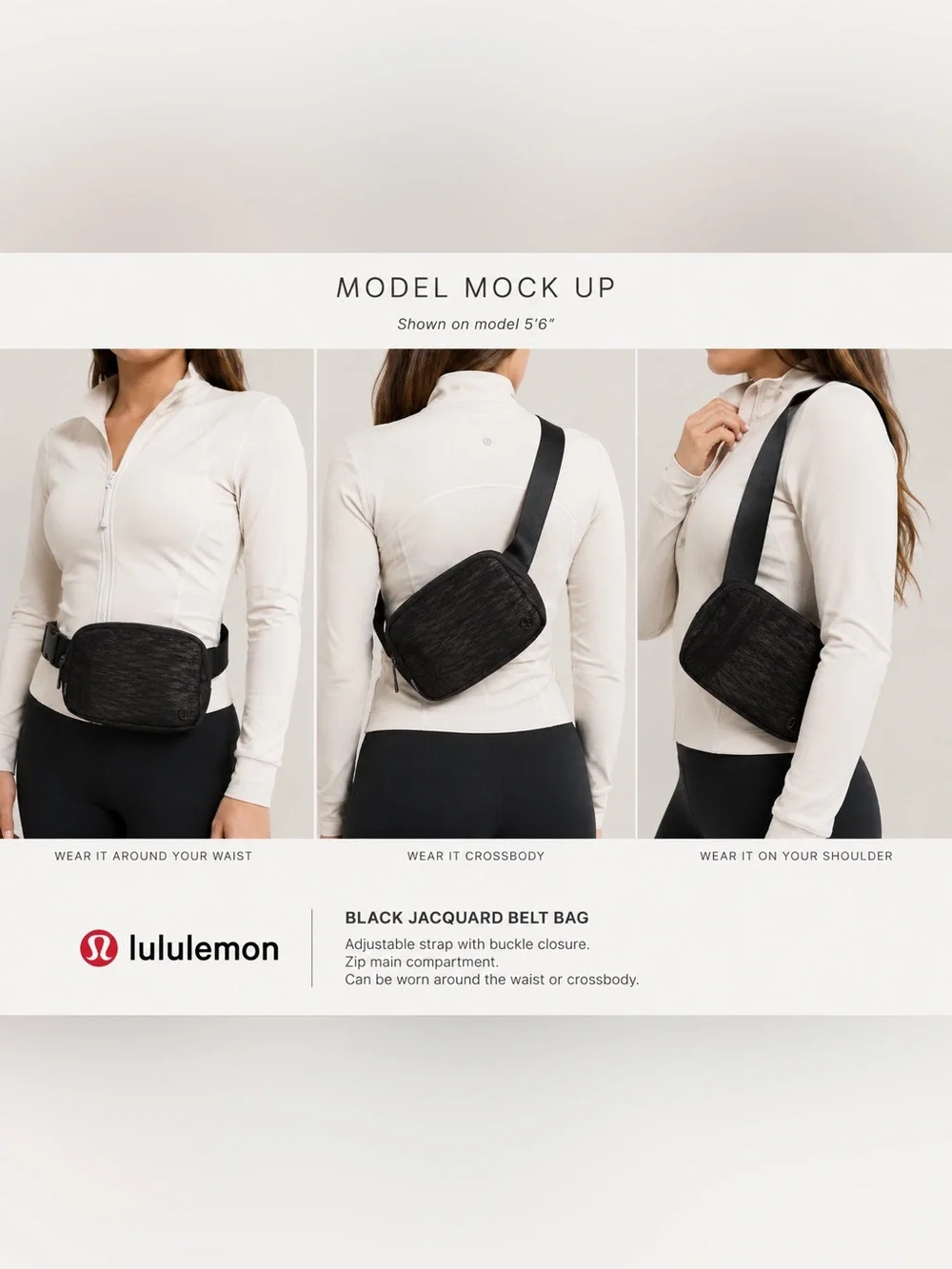 NWOT Lululemon OG Everywhere Belt Bag Aqueous Ikat Jacquard Black